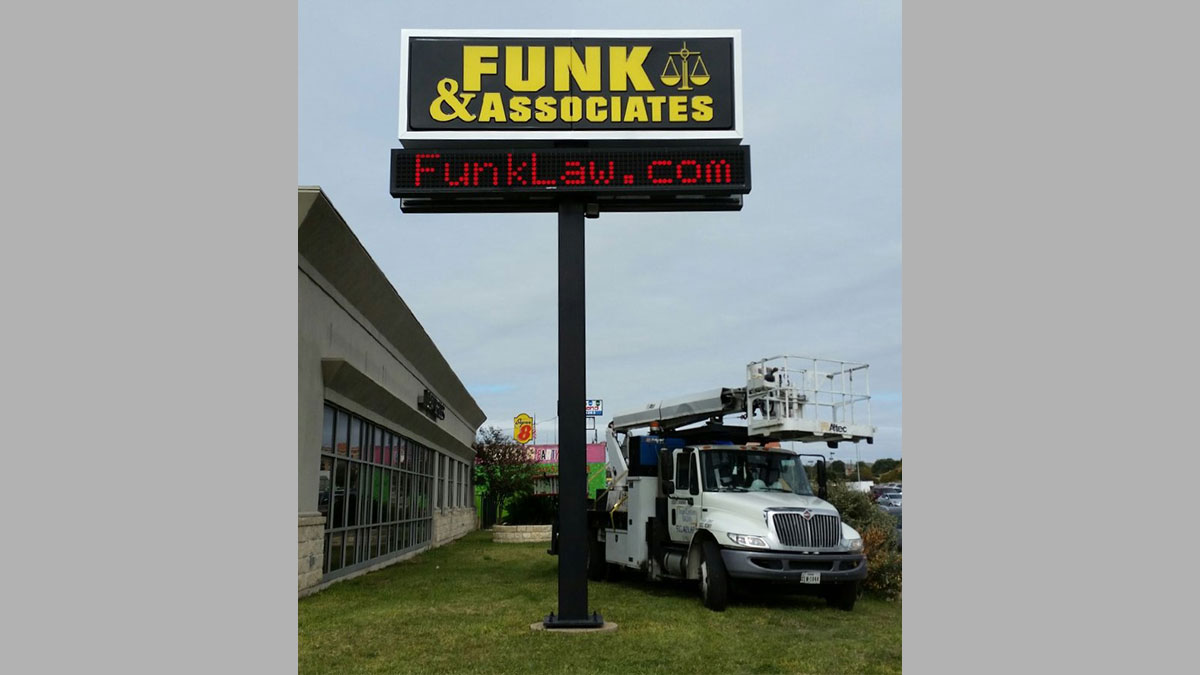 Funk & Associates Sign built and installed by Texas Custom Signs