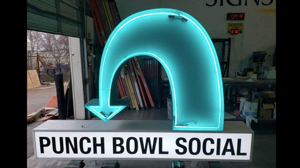 Punch Bowl Social Arrow Sign