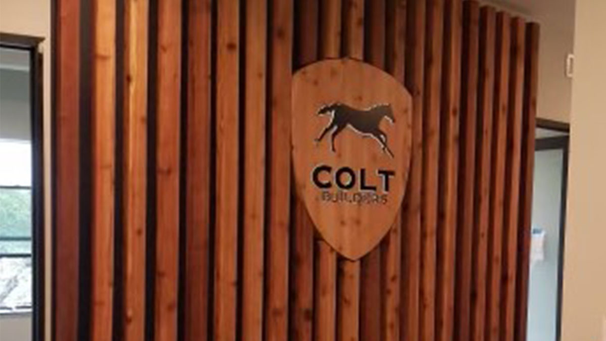 Colt Builders Custom Wood Interior sign In Austin, Texas