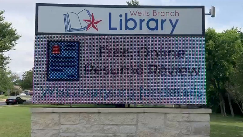 Tcs Video Wells Branch Library Sign | Texas Custom Signs In Austin, Tx