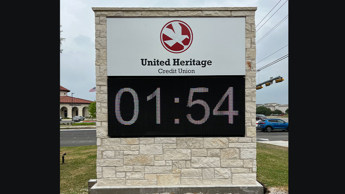 United Heritage Credit Union monument sign in Austin, TX